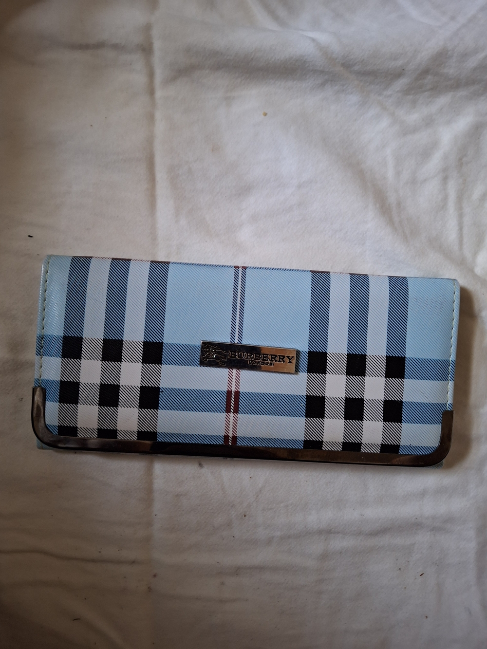 Burberry Light Blue Check Continental Wallet